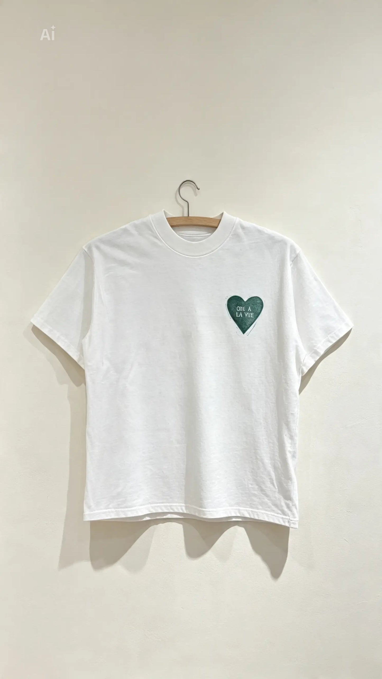 Teeshirt oversize en linogravure - "Au cœur du cours Saleya" - Couleur Vert Foncé - Taille L