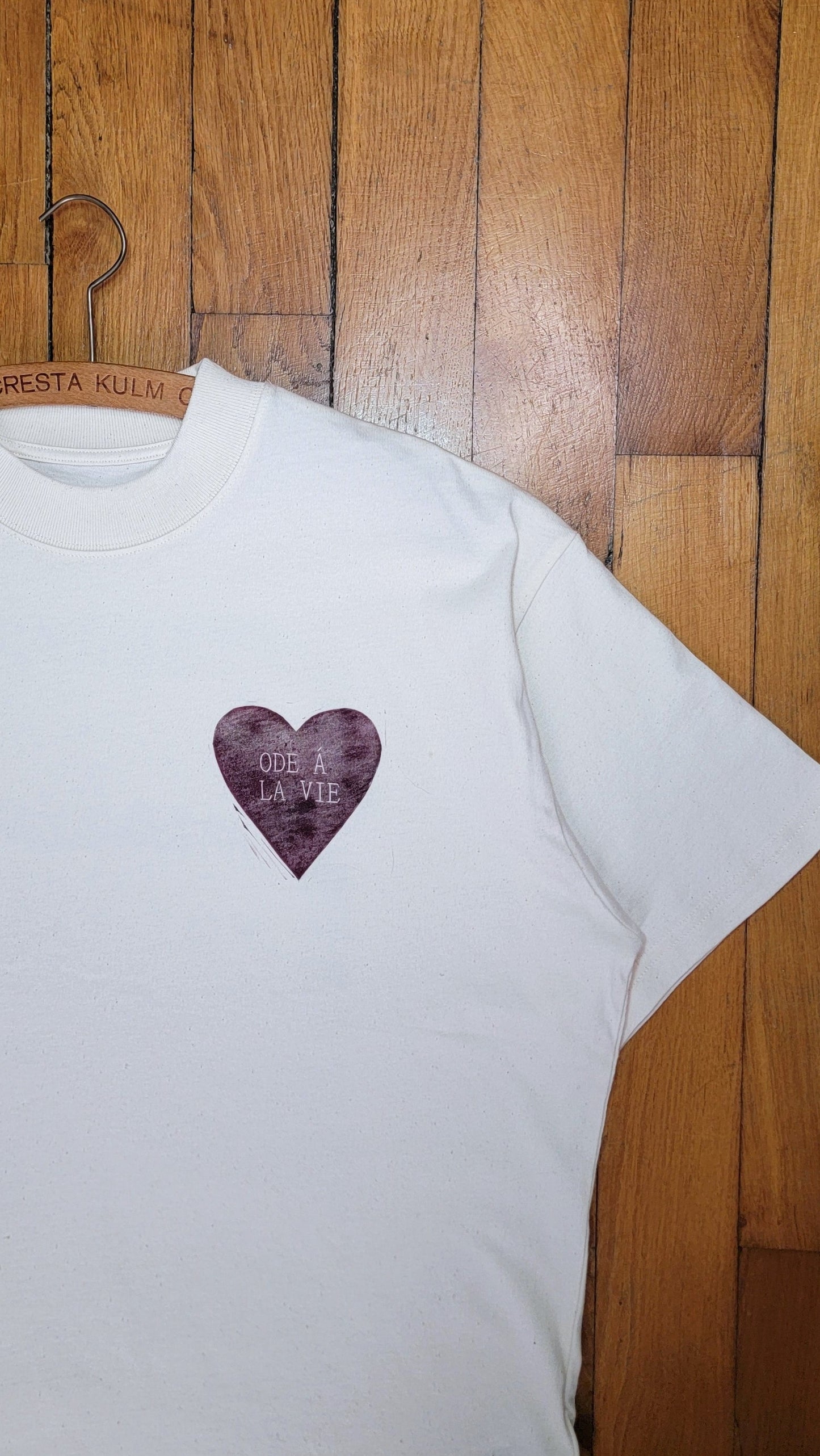 Teeshirt oversize en linogravure - "Ode à la vie" - Couleur Violet - Taille XS