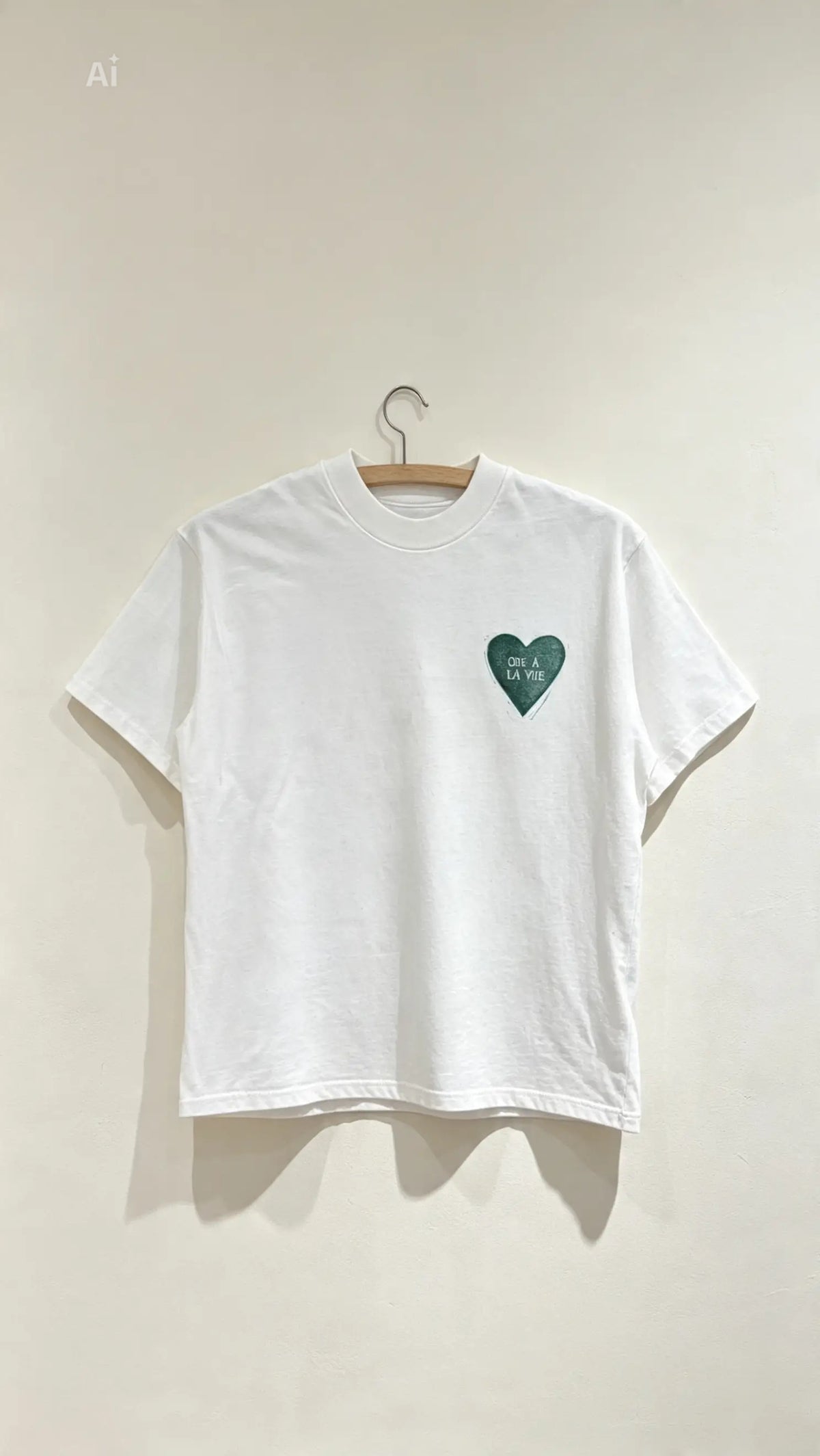 Teeshirt oversize en linogravure - "Au cœur du cours Saleya" - Couleur Vert Foncé - Taille L