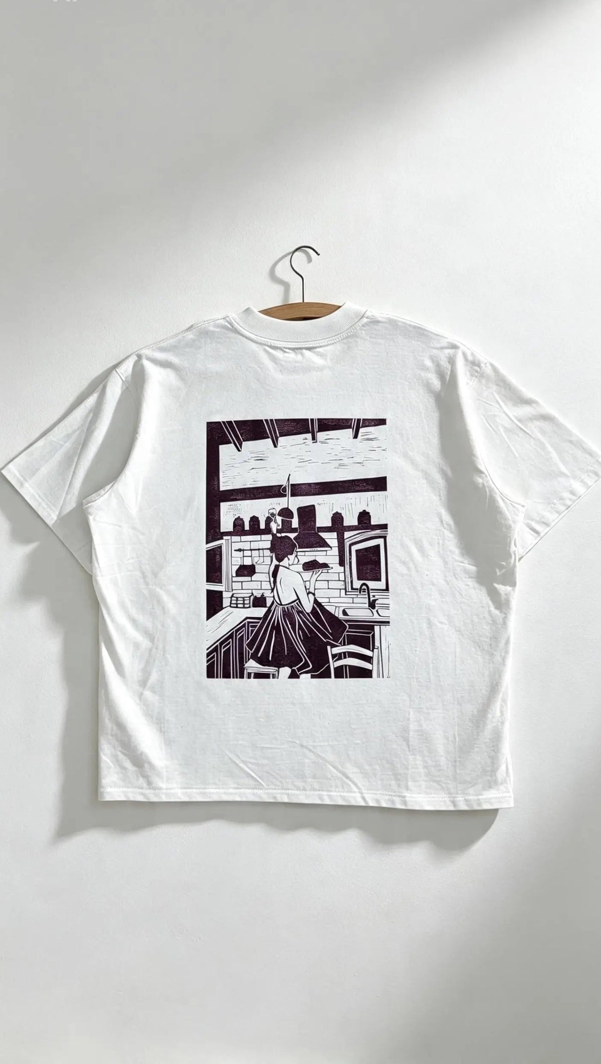 Teeshirt oversize en linogravure - "Ode à la vie" - Couleur Violet - Taille XL