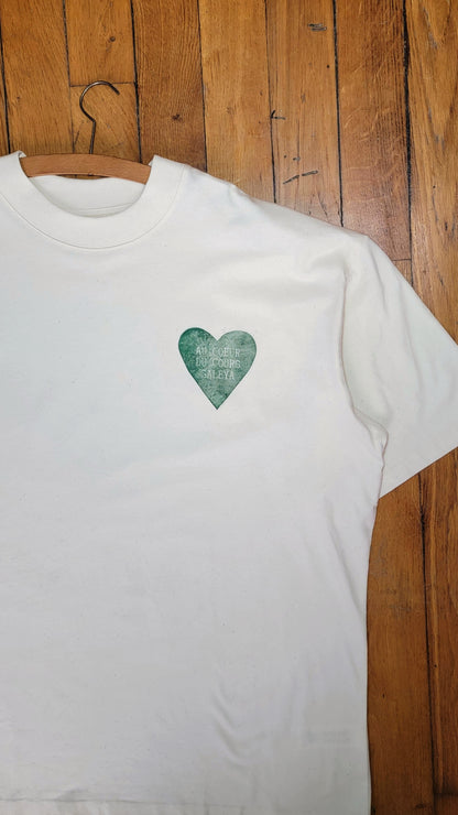 Teeshirt oversize en linogravure - "Au cœur du cours Saleya" - Couleur Vert Foncé - Taille L