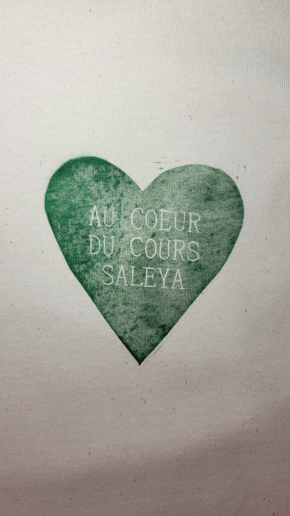 Teeshirt oversize en linogravure - "Au cœur du cours Saleya" - Couleur Vert Foncé - Taille L