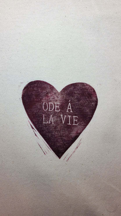 Teeshirt oversize en linogravure - "Ode à la vie" - Couleur Violet - Taille XL