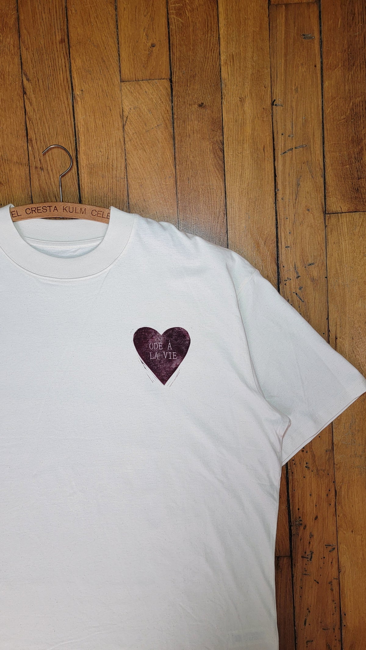 Teeshirt oversize en linogravure - "Ode à la vie" - Couleur Violet - Taille XL