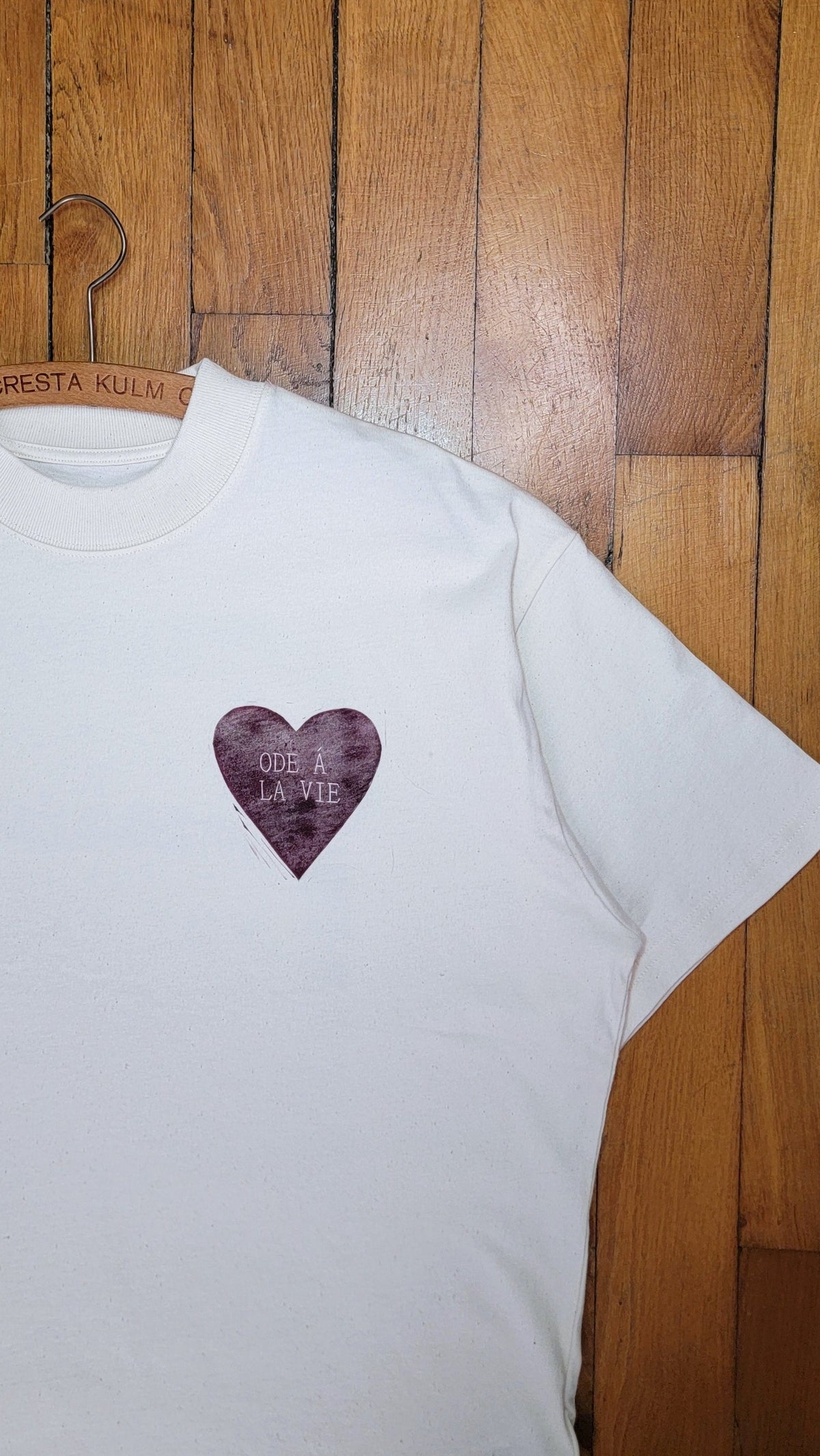 Teeshirt oversize en linogravure - "Ode à la vie" - Couleur Violet - Taille XS