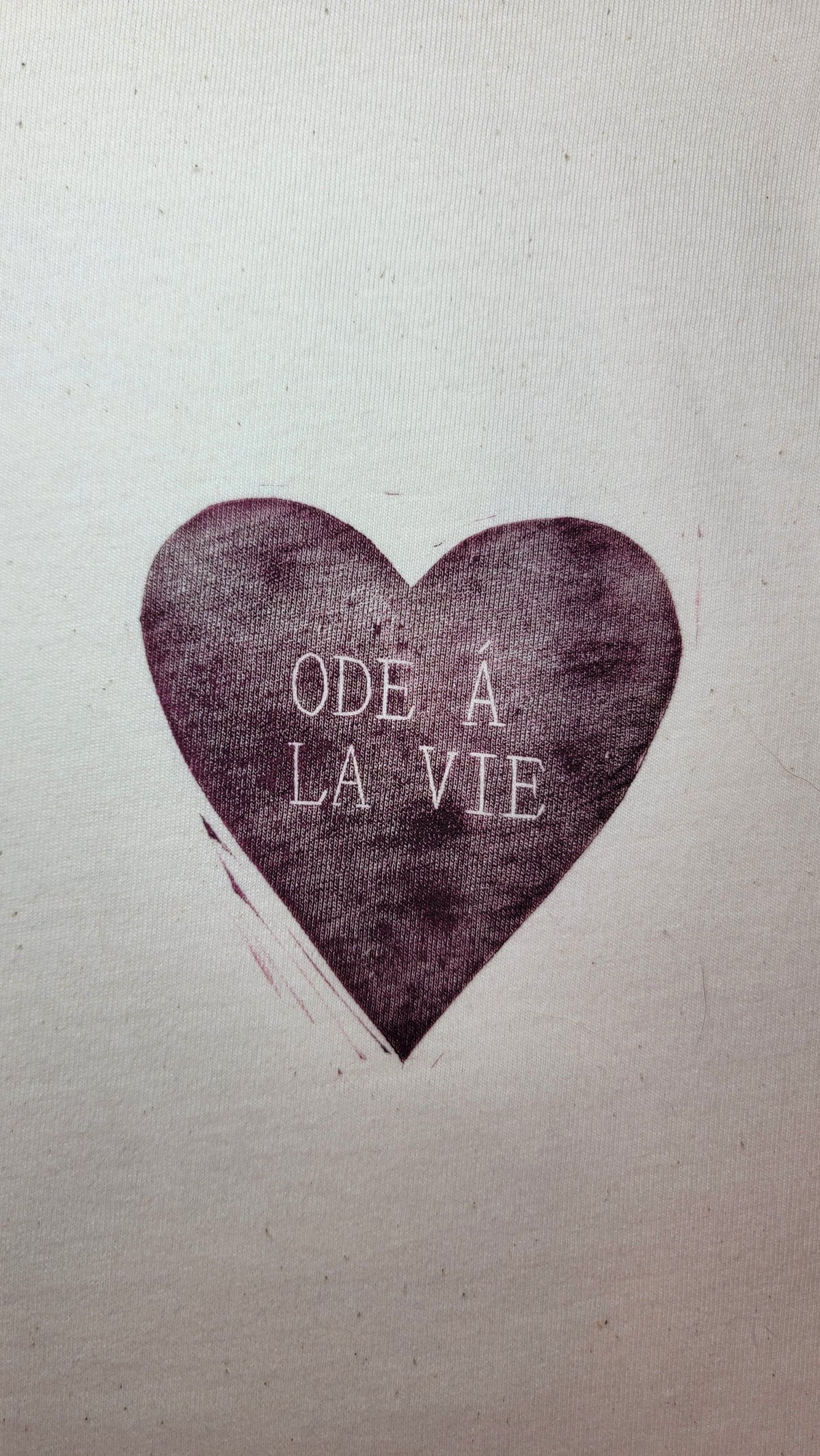 Teeshirt oversize en linogravure - "Ode à la vie" - Couleur Violet - Taille XS