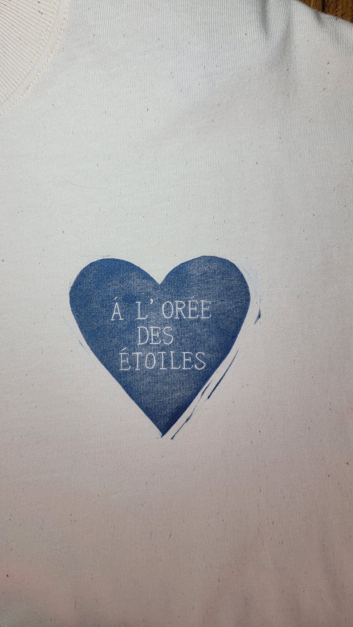 Teeshirt oversize en linogravure - "Ode à la vie" - Couleur Blue midnight - Taille S