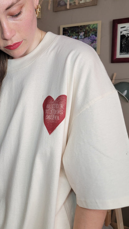 Teeshirt oversize en linogravure - "Au cœur du cours Saleya" - Couleur Terracotta - Taille M